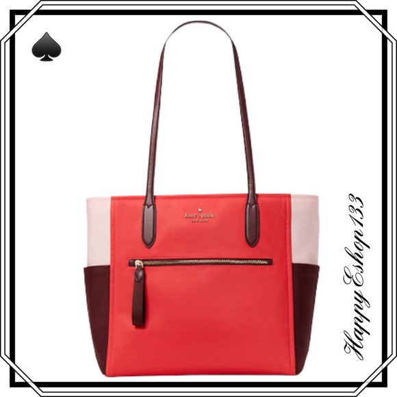 ♠️ kate spade ♠️ Chelsea Tricolor Large Nylon Tote Bag, Pink Multi - Picture 10 of 10